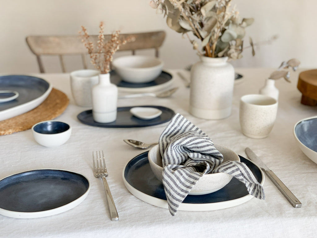 Stormy Blue / Haven / Stripe table setting