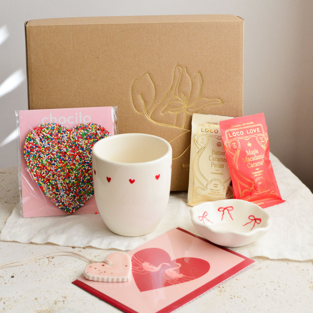Love Heart Gift Bundle | Cup, Ornament & Chocolates – Kim Wallace Ceramics