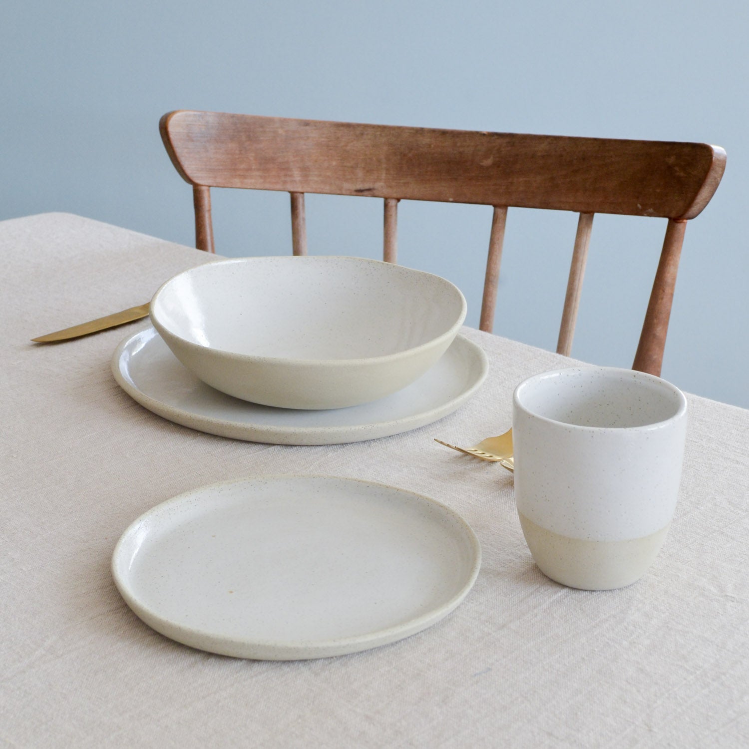 Place Setting bundle White on Stone